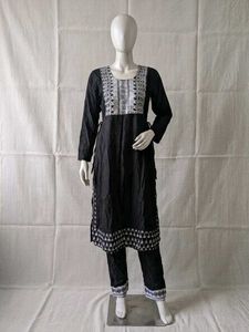 Black Embroidered Kurta Set