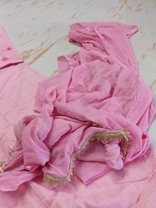 Unstitched Pink Embroidered garara Set
