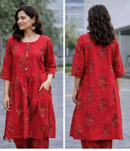 Red Floral Print Cotton Suit✨