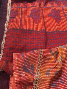 Vibrant Orange Saree with Elephant Print