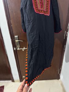 Embroidered Black Kurta