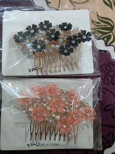 Elegant Floral Hair Combs with Pearls & Gems