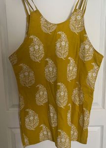Mustard Yellow Kurta with White Print