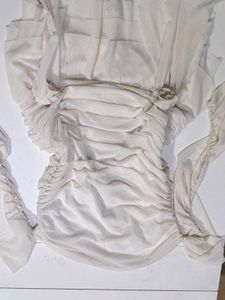 fairy core y2k Sheer White Ruffle  Dress
