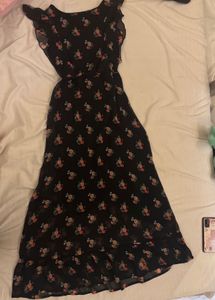 Chic Black Floral Midi Dress