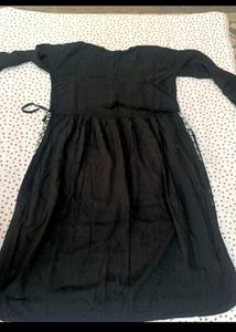 Elegant Black Kurta Set with Embellished Neckline