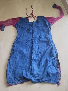 Blue &amp; Pink Floral Kurta