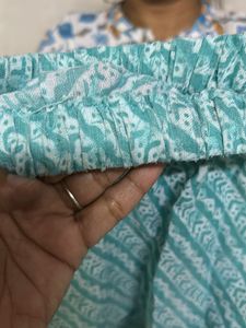 Designer Teal Kurta with Floral Print