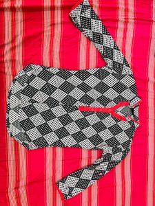 Printed Black &amp; White short Kurta