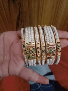 Elegant Pearl &amp; kundan Bangles