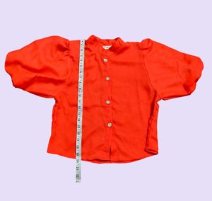 Chic Red Puff Sleeve Cropped Top