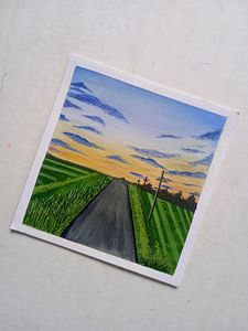 Painting Sky Road Greenery