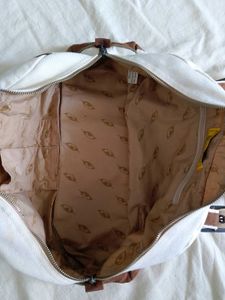 Stylish White &amp; Brown Hobo Bag