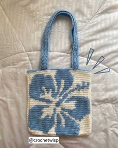 Crochet Hibiscus 🌺 Tote Bag