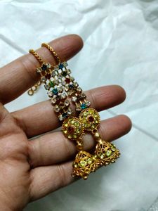 Jhumka Earrings with Colorful Stones