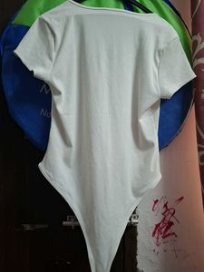white Ribbed Bodysuit