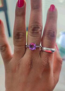925 Silver Amethyst Gemstone Ring With Hallmark