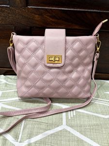 Stylish Pink Quilted Crossbody Bag