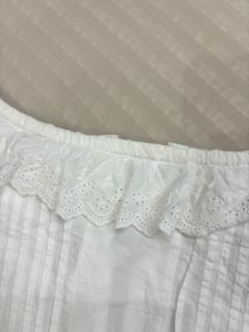 Off-Shoulder Lace Trim White Blouse