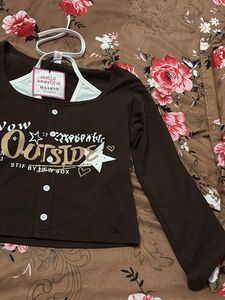 Brown Graphic Print T-Shirt
