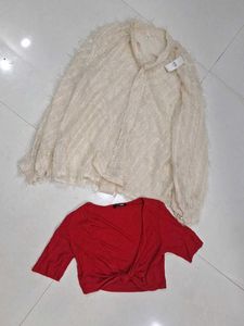 Chic Cream & Red Tops Bundle