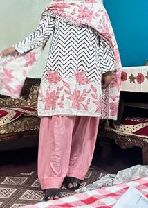 Pink Floral & Chevron Print farshi suit set
