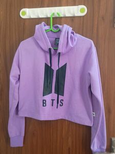 Trendy Purple BTS Cropped Hoodie