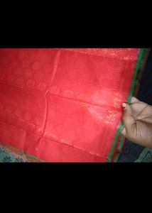 Beautiful Red Saree with Green Border