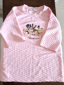 Pink Textured Graphic T-Shirt