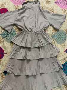 Ruffle fit and flare dusty pink Midi Dress