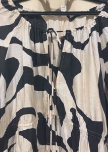 Unique Zebra Print Tie-Neck Blouse