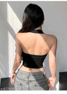 Stylish Black Halter Neck Crop Top