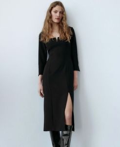 Zara square neck midi dress