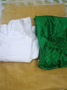 3 |White top+Green Afgani+Golden dupatta