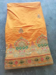 😱new heavy orange 🔥Raj Gharana work silk saree �