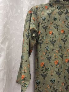Elegant Olive Green Floral Print Kurta