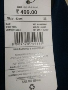 Shein One Shoulder Blue Top