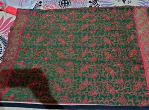 Royal Green Designer Saree with Embroidered Blouse