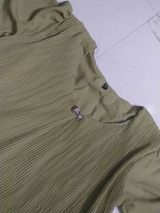 Pleated Top with Bow Detail
