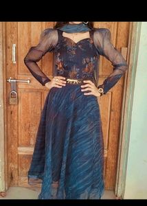 Organza Dress Dark Blue Colour With Dupatta
