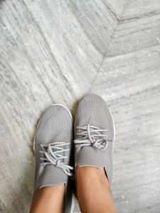 Gray Knit Sneakers