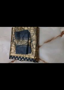 Elegant Grey Banarasi Silk Saree