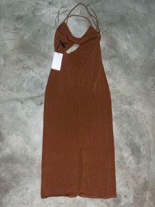 Zara Cut-Out Knit Dress – Bronze color