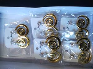 6 pair in combo Gold Spiral Earrings with Pearl Ac