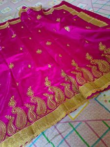 Elegant Pink Silk Saree