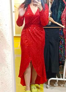 Sparkling Red Sequin Party Dress