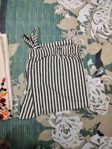Embroidered Tunic &amp; Striped Pants Set