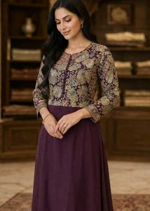 Elegant Floral Print Anarkali Gown