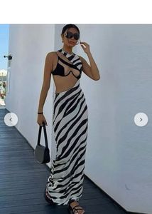Bikini Cover Up Zebra Print Maxi Dress