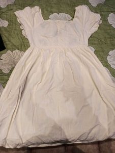White Dress with Bike Embroidery